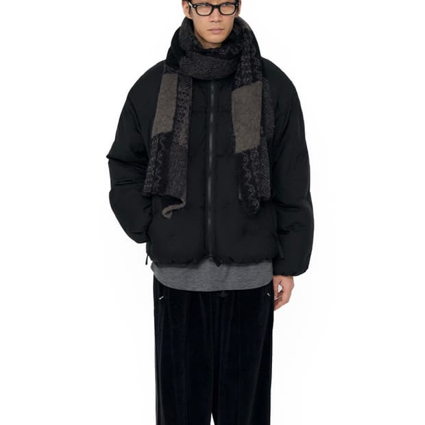 구매) 폴리테루 에스닉 패턴 머플러 체커보드 블랙+브라운