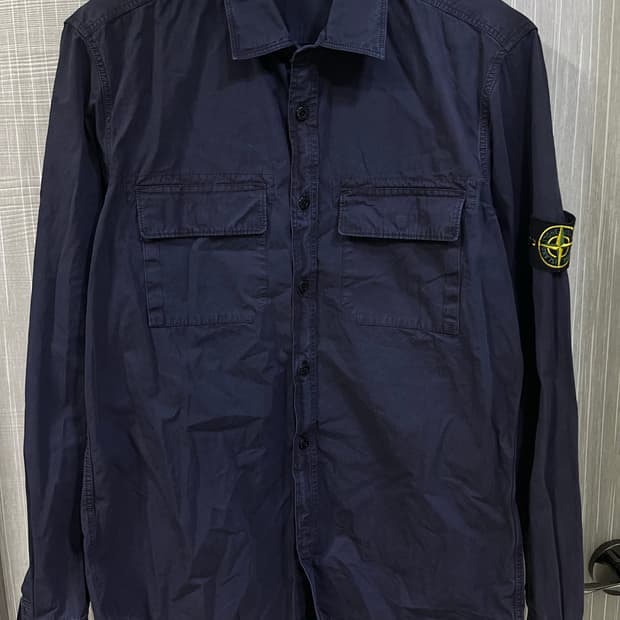 스톤아일랜드 네이비 코튼 포켓 셔츠