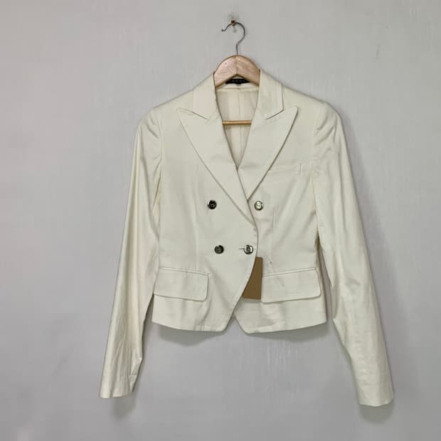 띠어리 아이보리 더블 브레스티드 버튼 숏 자켓 일본 빈티지