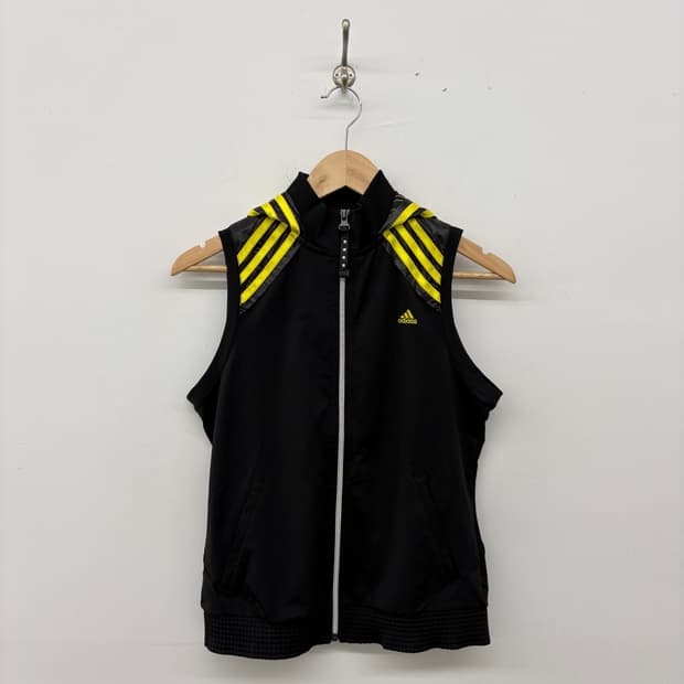 아디다스 블랙/옐로우 트레이닝 조끼 여성M