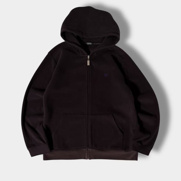 버버리 블랙 루즈핏 90‘s 딥브라운 노바체크 라이닝 후리스 후드집업 