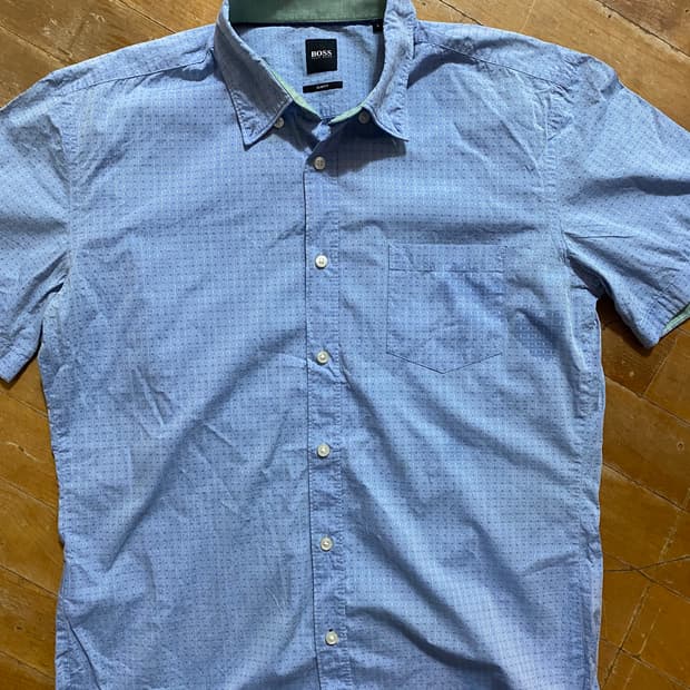 BOSS 휴고보스 스카이블루 반팔 셔츠 L (100)