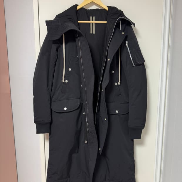 릭오웬스 롱 후디 파카 S사이즈 