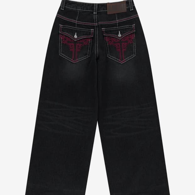 아캄 CROS2 washed denim pants black 