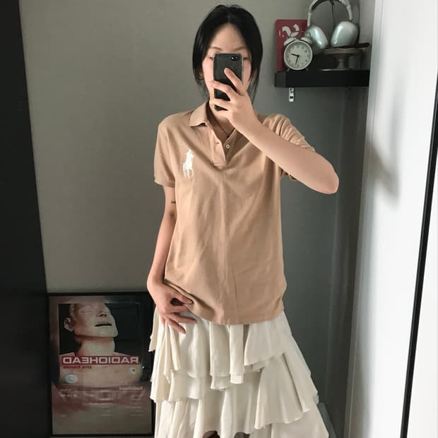 폴로 랄프로렌 빅포니로고 베이지 카라티
