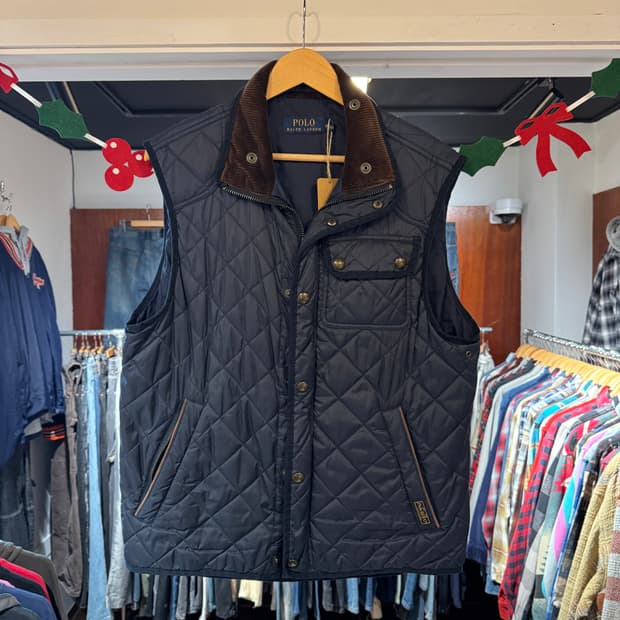 폴로랄프로렌 퀼팅 베스트 네이비 M