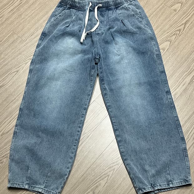 [새상품] 벌룬 와이드 밴딩 데님 팬츠