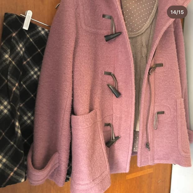 빈티지 핑크 떡볶이 코트 숏 