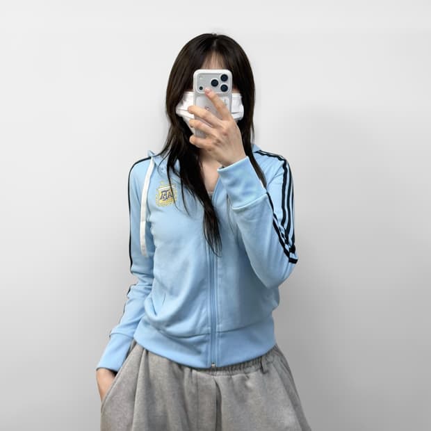 아디다스 아르헨티나 트랙 후드집업 져지 스카이블루