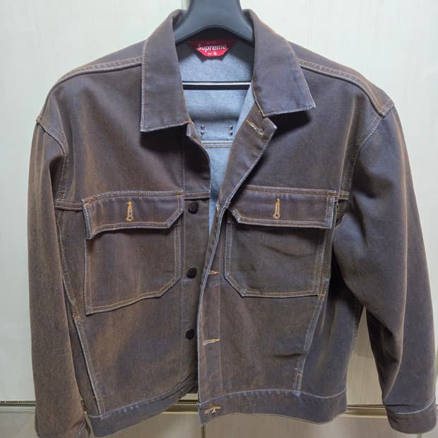 슈프림 플록데님 트러커 자켓 골드 S