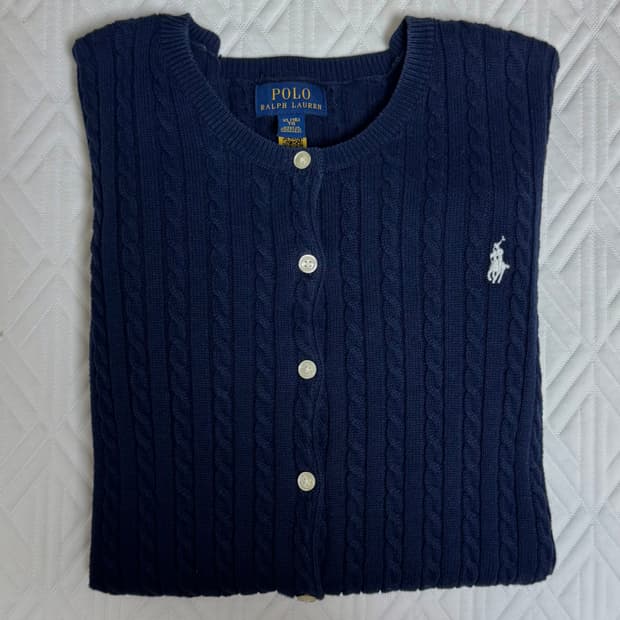 폴로 가디건 네이비 니트