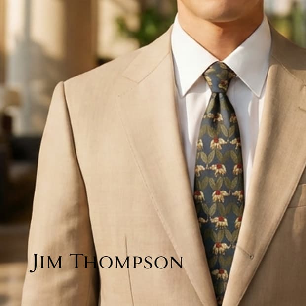 짐톰슨 실크 블루 코끼리 패턴 넥타이 9.5cm A+등급 E888
