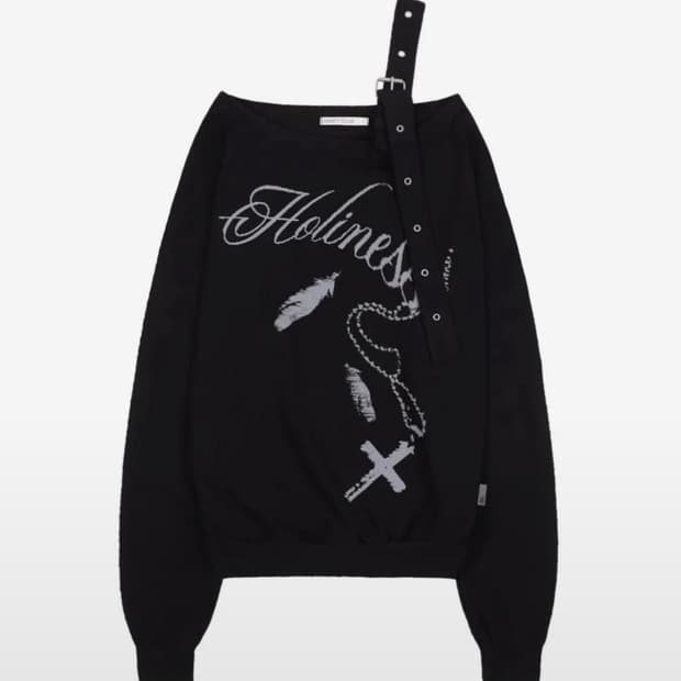 팬시클럽 원숄더 버클 스웻셔츠 오프숄더티