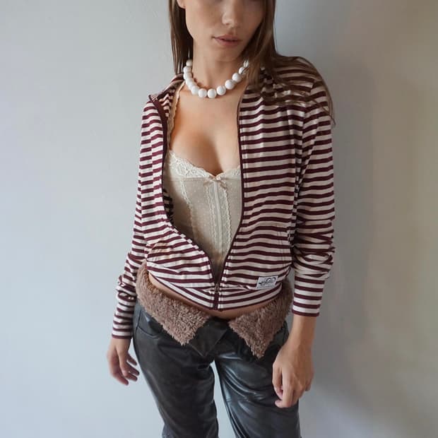 스컬프터 Striped Jersey Burgundy 집업