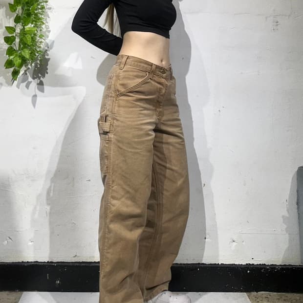 칼하트 베이지 대장급 og 카펜터 와이드 워크 팬츠 