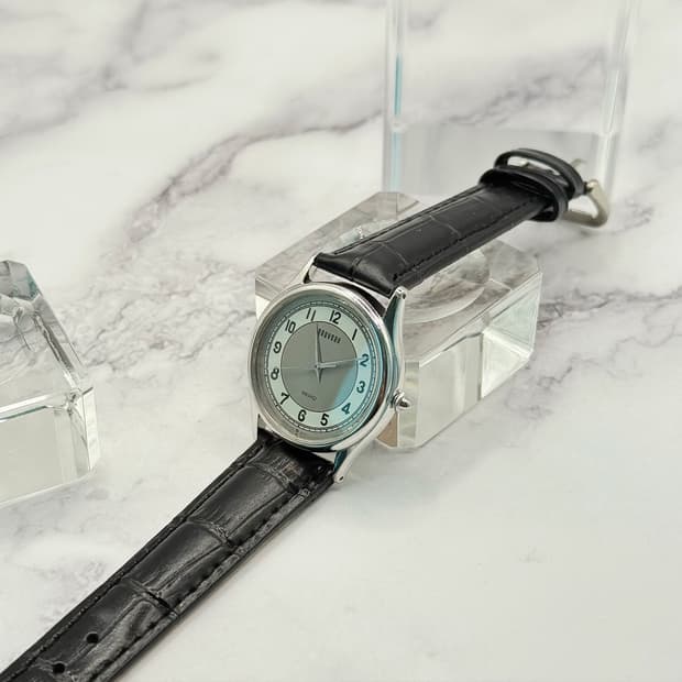 80s90s 빈티지 세이코 누보 아트 실버 라운드 워치