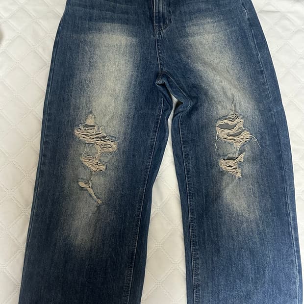 ORDINARY HOLIDAY 데미지 와이드 청바지