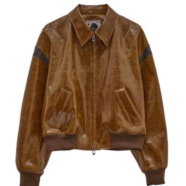 메종미네드 레더 패치 봄버 브라운 L