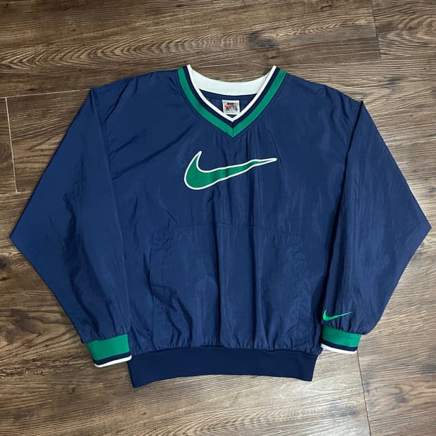 90s 나이키 빅스우시 풀오버 브이넥 웜업 네이비
