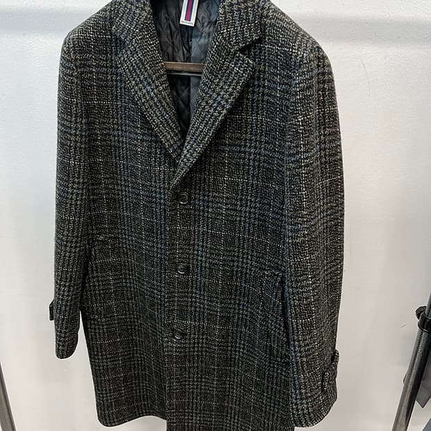 105) 헨리코튼 카키 체크 울코트 