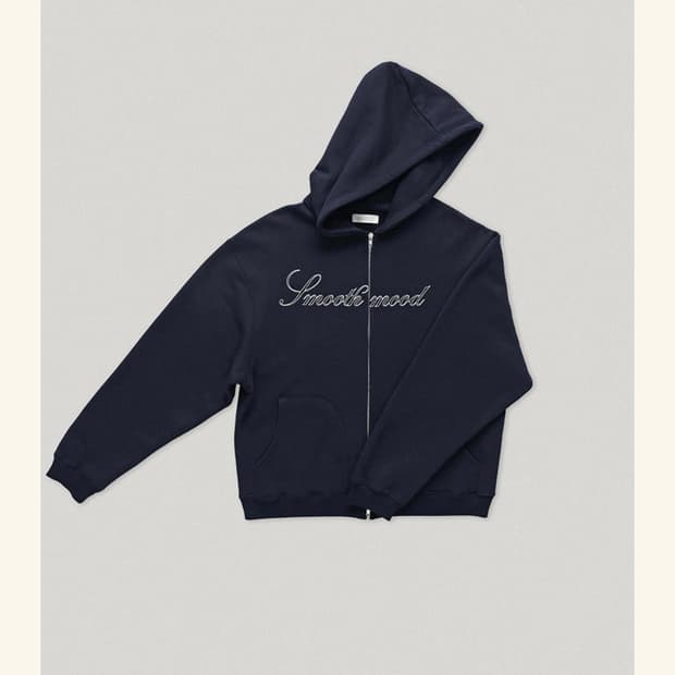 스무드무드 로고 후드집업 네이비 새상품