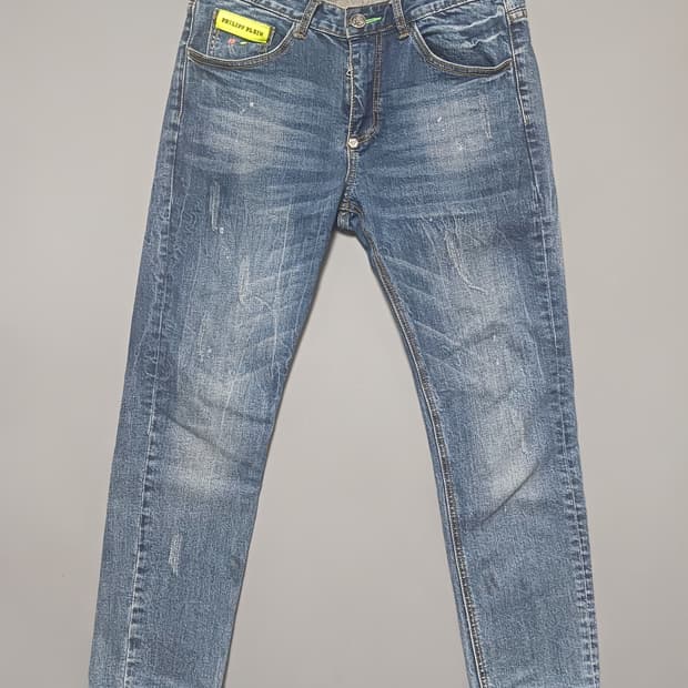 [32] 필립플레인 데미지 형광 스트레이트진 청바지