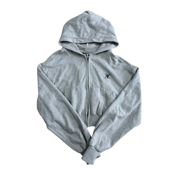 우알롱 크롭 후드집업