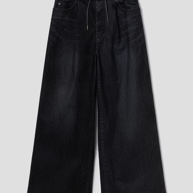 준지 25FW 슬럽벨벳 데님 와이드 팬츠 블랙 48