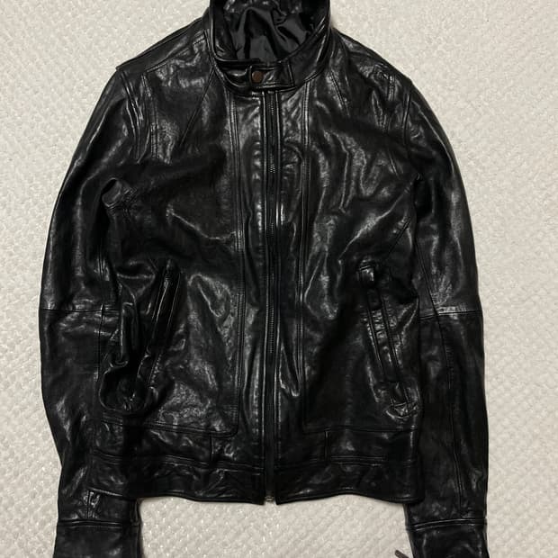 광희시장 웨스턴 무드 램스킨 양가죽 절개 레더 자켓