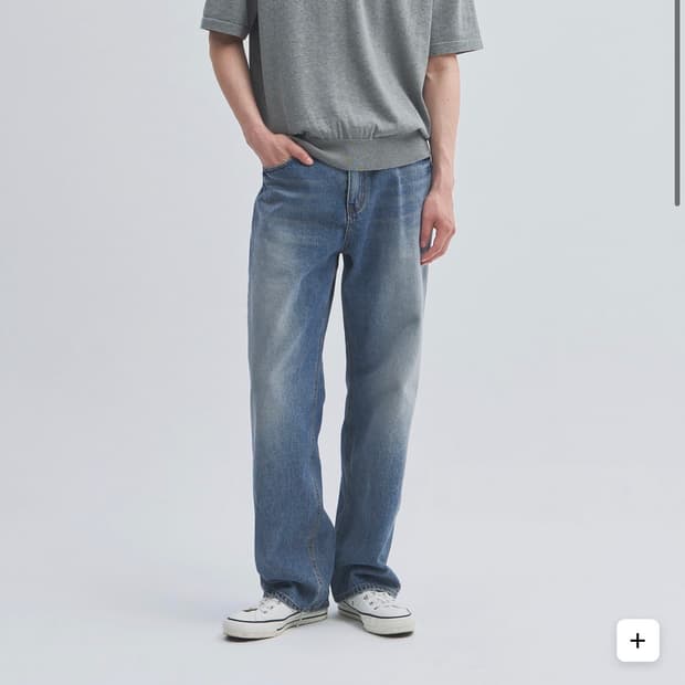 [1]인더로우 와이드 테이퍼드 데님 빈티지 블루