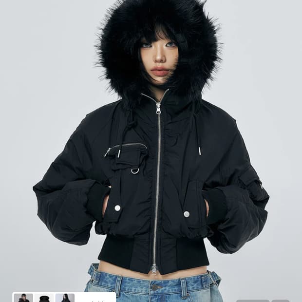 스키즘인듀싱 후드 퍼 자켓 