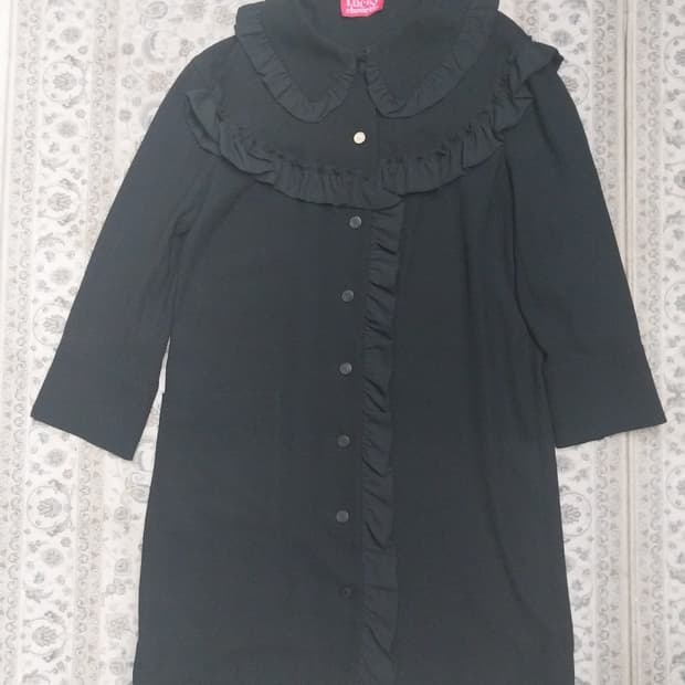 Lucky Chouette 프릴 카라 블랙 원피스 38 (55반까지)