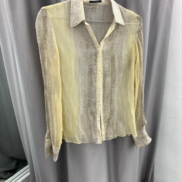 뱀피 프린팅 시어 블라우스 셔츠