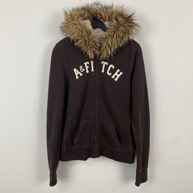 아베크롬비 브라운 울프죠 퍼 후드집업 M