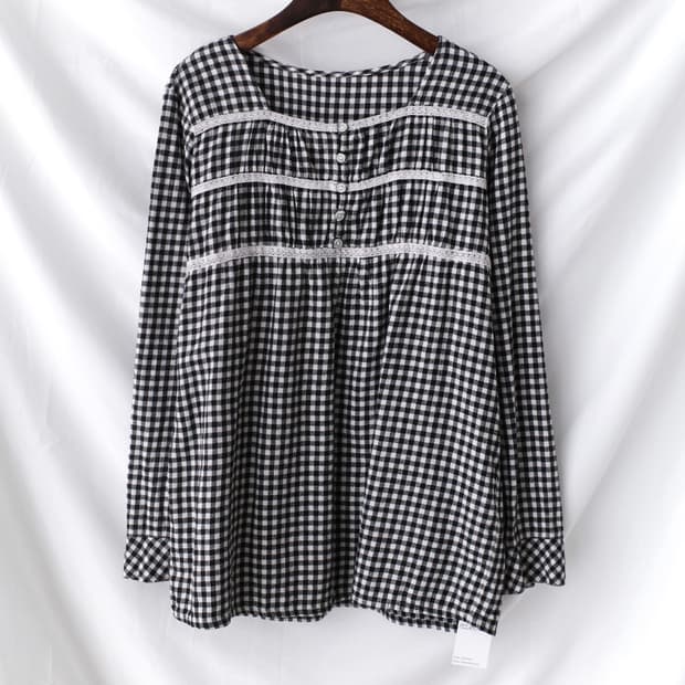 check lace blouse