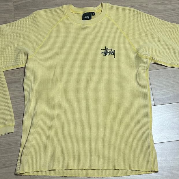 스투시 래글런 써멀 롱슬리브 크루 패일 옐로