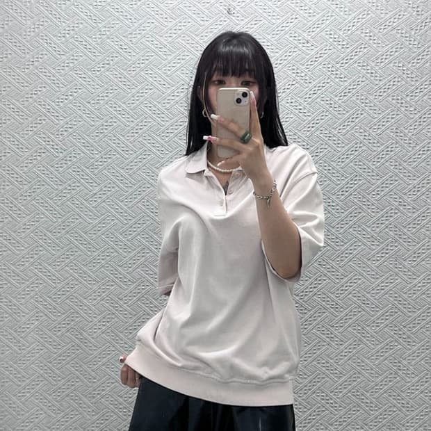 포터리 빈티지 폴로 PK 딸기우유핑크 반팔 카라티 1 C13515