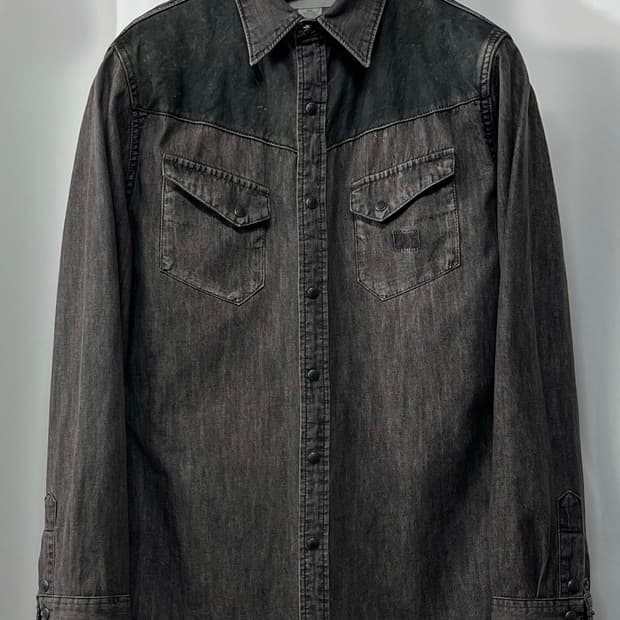 폴로 랄프로렌 쉽스킨 레더요크 콘초 사우스웨스턴 셔츠