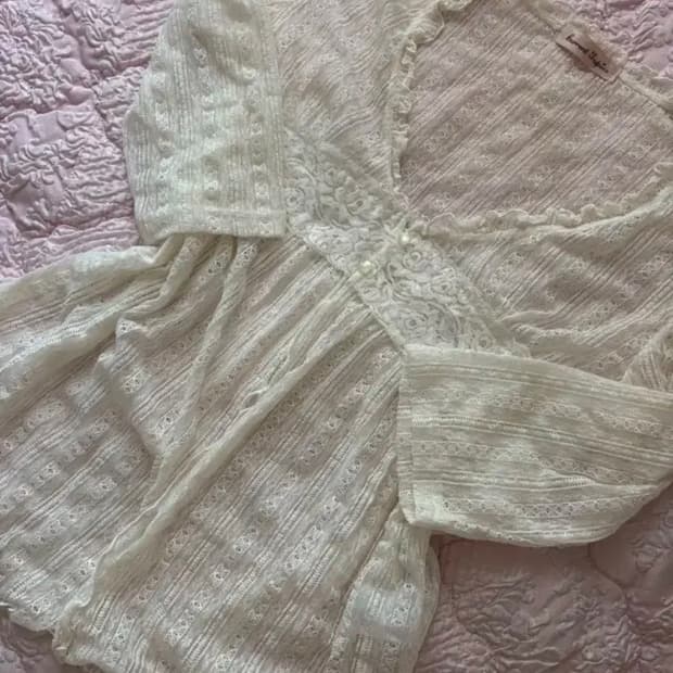 로맨틱 화이트 페어리 모리 레이스 가디건