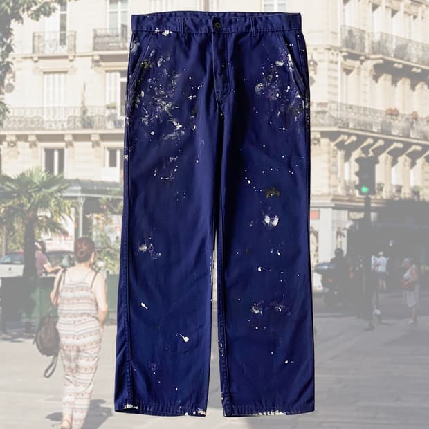 빈티지 오리지널 페인팅 프렌치 워크팬츠 007