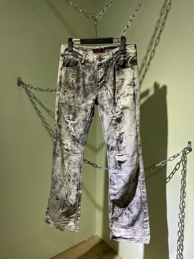 Black washing glitter denim