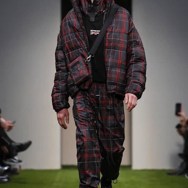 [M] 리프리센트 버블 자켓 타탄 체크 패딩