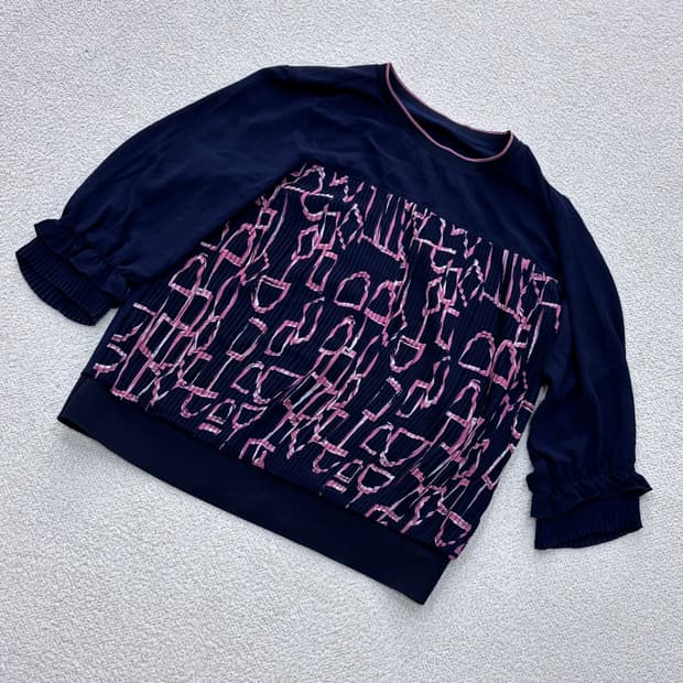 95(구77) 오아로 플리츠 블라우스 0416E