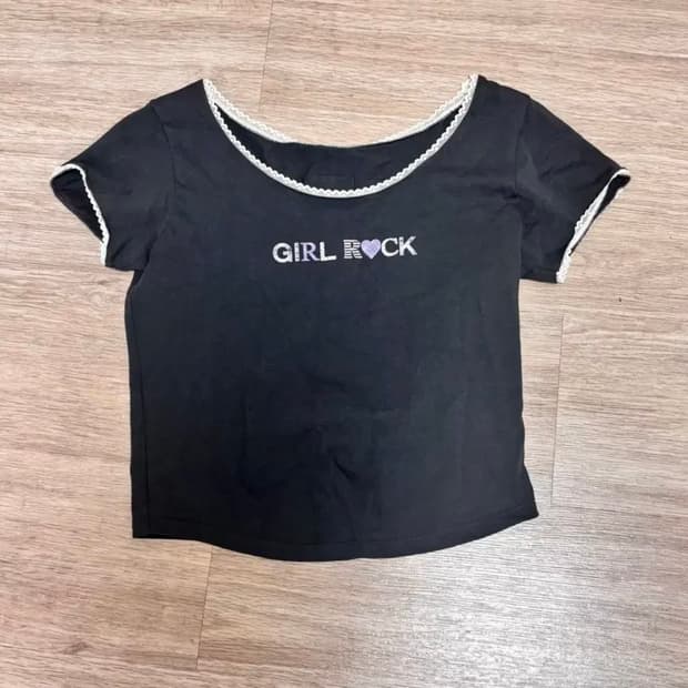 허그유어스킨 Girl rock T (Charcoal)