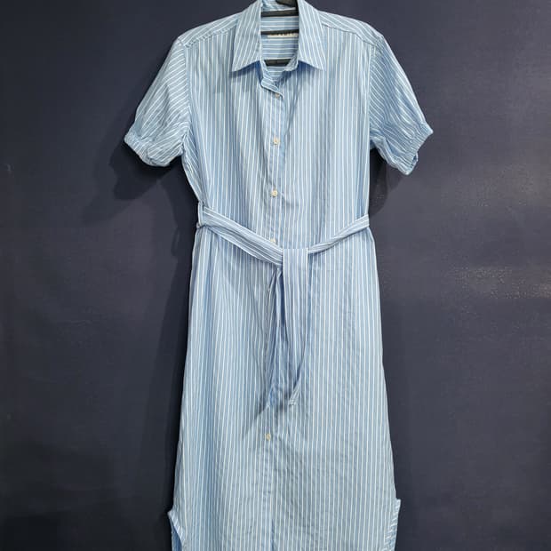 언에디트 스트라이프 벨트 롱원피스