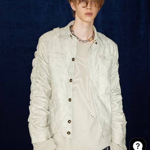 비엑세스 플리터드 워싱 링클 레더자켓