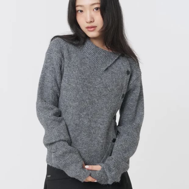 미세키서울 버튼 니트 그레이