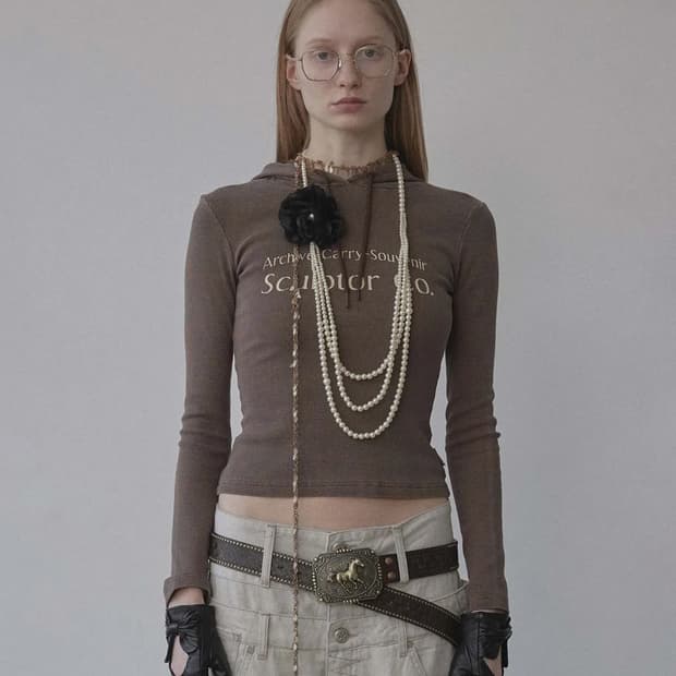 스컬프터 브라운 후드티 S