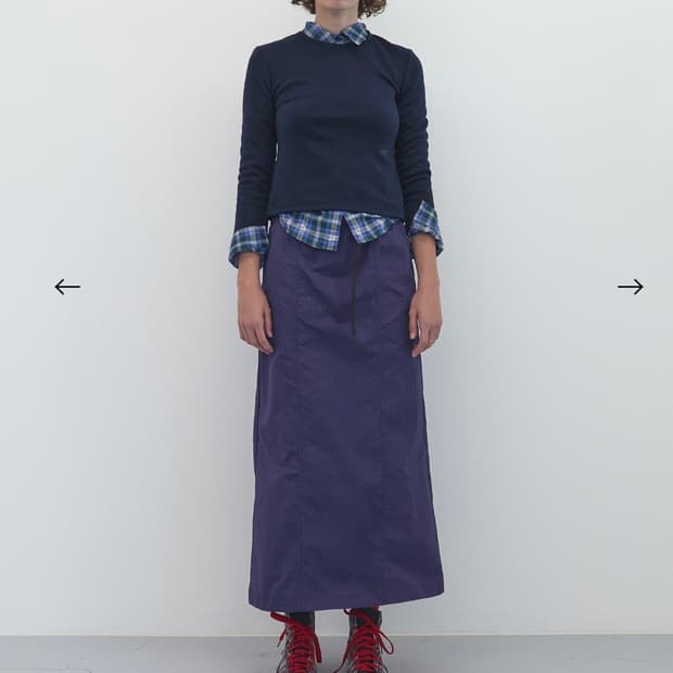 엔조블루스 그리드 패널 롱 스커트 (Purple)