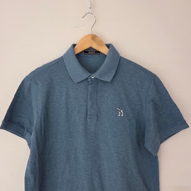 헤지스 히든버튼 블루 반팔카라티(100사이즈)